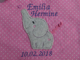 Schmusetuch Schnuffeltuch mit Elefant und Namen Baby Schmusetuch