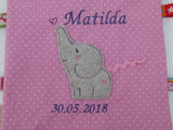 Schmusetuch Schnuffeltuch mit Elefant und Namen Baby Schmusetuch